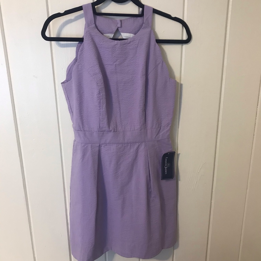 NWT LAUREN James Landry dress lilac seersucker